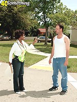 Slim brunette milf riding and sucking a big cock