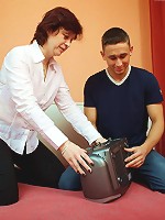 Nasty old ho takes a fat one up her unshaven slit