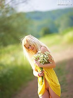 Teen strips outdoors