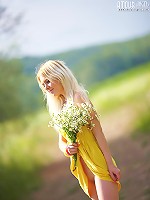 Teen strips outdoors