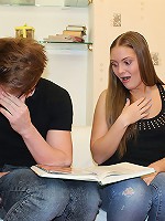 Babe banged by nerdy dude