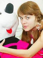 She is so horny she's about to fuck her big stuffed animal.