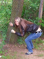 Teens bang hard outdoors.