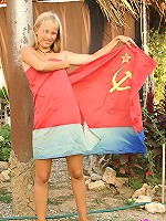 Naughty babe Anna uncovers her slender delicious body with yummy titties and very suckable clit.