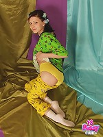 Sexy wanton Alisa posing in cute pajama and exposing her cock-starved sperm bucket up close.