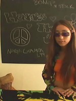 Hippie teen Hennessie sucks cock for peace and love!