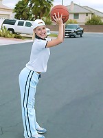 Tomboy plays with basketball then her pussy