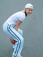 Tomboy plays with basketball then her pussy