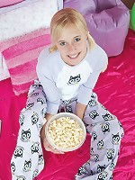 Cute blonde looking sweet in pajamas