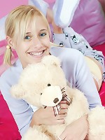 Cute blonde looking sweet in pajamas