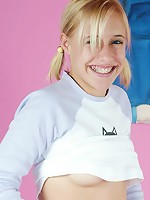 Cute blonde looking sweet in pajamas