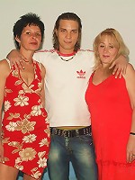 Hot matures Eve and Eva show off their thick bush and gets cock shoving from a stud