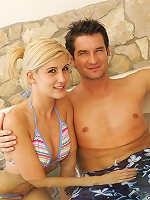 Blonde babe gets fucked hard in the hot tub