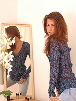 Russian teen Anna strips in front of her mirror