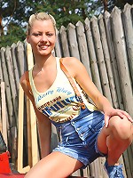 18yo Pinky June undressing on the top of the tractor!