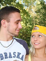 18yo Pinky June enjoying cock in forest