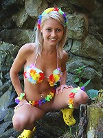 Lovely euro teen Pinky June in exciting outdoor scene