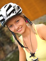 Sporty 18yo schoolgirl Pinky June rides bicycle undressed