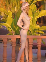 Skinny beauty goes nude