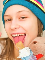 Teenie in knitted hat