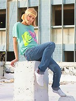 Exciting blonde outdoors