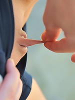 Danielle plays on the balcony