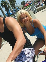 Teen blonde rides dude after getting horny off riding a bike!