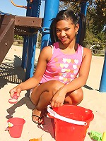 Super hot, super young looking teen babe loves a big man cock