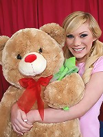 Flirty blonde teen strips sucks and fucks