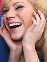 Flirty blonde teen strips sucks and fucks