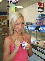 Hot blonde teen Kacey has sex on sofa