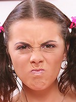 Adorable brunette pigtail cute Penny Flame sucking dick