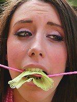 Sexy teen girl roped and fucked hard outdoor