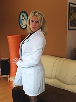 Horny blonde housewife getting naughty on the couch