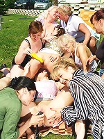 A very special old and young lesbian gang bang