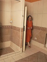 All is relaxed and well in this all female mature sauna