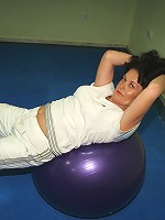 Mature women working out with and without clothes on