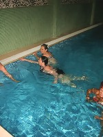 Mature women relaxing in a sauna
