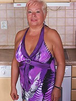 Horny blonde mature slut playing alone