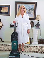 Housewife Georgie so sexy in her tiny thong and nice bra as she fucks a vacuum cleaner handle