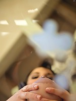 Julie milks her big natural boobs