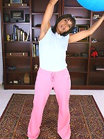 Naked 42 year old Sara makes pilates a lot more fun to watch