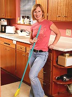 Sexy 42 year old Cheyanne bends over the kitchen counter in here