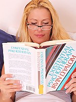 Older babe Kaycee James works her terrific oral skills.