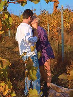 This blonde nympho had a secret for her lover. Underneath her dress, she wasn't wearing any panties and she wanted him to take advantage of the easy access even though they were outdoors.