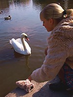 This blonde nympho had a secret for her lover. Underneath her dress, she wasn't wearing any panties and she wanted him to take advantage of the easy access even though they were outdoors.