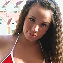 Stephs small bikini shows off her big teen tits