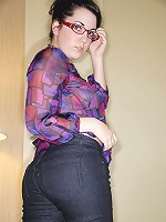 Sheer top with boots on busty scarlet