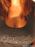 Melissa sheds her denim skirt to reveal her full moon ass