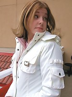 Kate comes in from outdoors and strips